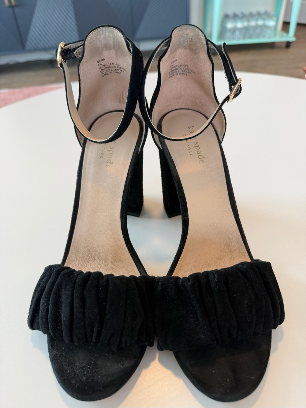 Kate Spade Black Suede Mona Heeled Sandals - Picture 3 of 6